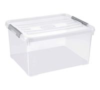 Curver Handy+, Scatola Contenitore "Plus", 35 l, con coperchio, Trasparente/Argento