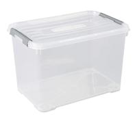 CURVER Contenitore Handy Plus con Coperchio 65L in Trasparente/Argento, 60 x 40 x 39 cm