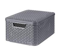 Curver - Cestino con Coperchio Stile Rattan Medio