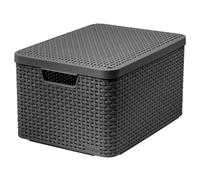 CURVER Cestino Portaoggetti Cestino con Coperchio Style L Grigio Scuro 44x33x...