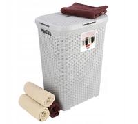 Curver Portabiancheria 60l 45 x 34 x 62 cm cesto per biancheria contenitore per biancheria in stile rattan quadrato grigio chiaro