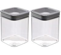 Curver Dry Cube Barattolo Quadrato - 1,3Lt - 12X12X15H Trasparente/Grigio (Confezione da 2)