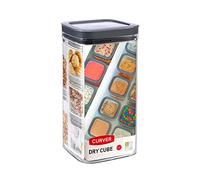 CURVER Dry Cube Tarro hermético con tapa para conservar alimentos en seco, 2.3 L, Color Transparente/Gris, 2,3L