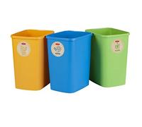 CURVER Eco Friendly Set di 3 Contenitori Raccolta Differenziata Sistema di Separazione dei Rifiuti Colori e Etichette Speciali(3 x 9 L)