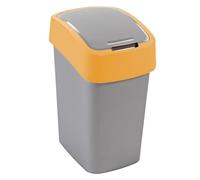 Curver Flip Bin - Pattumiera con coperchio basculante, 50 l, colore: argento/arancione