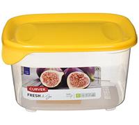 CURVER Fresh & Go Contenitore Quadrato in Resina, 1.2 L, Trasparente/Arancione, 15 x 15 x 8 cm