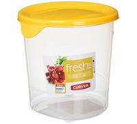 CURVER Fresh & Go Contenitore Rotondo in Resina, 1 l, Trasparente/Arancione, 12 x 12 x 12 cm