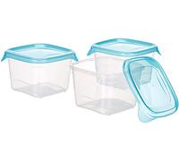 Curver Fresh'n Go-Set di 3 btes Herm quadrate (3 x 0,45 L), Blu, 11 x 11 x 11 cm, 3 unità