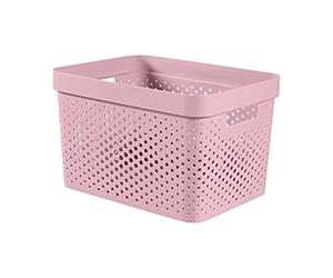 CURVER Infinity 17L Riciclabile, cestino portaoggetti multiuso, impilabile e goffrato, 35,5 x 26,2 x 21,9 cm, colore: Rosa