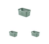 Curver Infinity - Cesto portaoggetti da 4,5 l, multiuso, impilabile e imbottito, 12,3 x 26 x 17,5 cm, colore: verde (Confezione da 3)