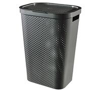 Curver Infinity Dots - Cesto portabiancheria rettangolare 100% riciclato, 60 litri, colore: Grigio scuro
