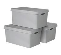 CURVER Infinity - Set di 3 scatole con coperchio, 45 l, grigio chiaro