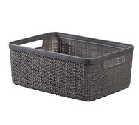 Curver Juliet Cestino Jute 100% plastica Riciclato Rettangolare, Iuta, Grigio Scuro, S: 5 L