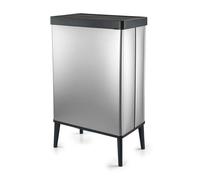 Curver Keter Verto, Pattumiera Raccolta Differenzata, Coperchio a Pressione, Doppio Scomparto, Design Elegante, Riciclabile, Ideale per Bagno, Soggiorno o Ufficio, Capacità 54 Litri, Argento Perla