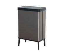 Curver Keter Verto, Pattumiera Raccolta Differenzata, Coperchio a Pressione, Doppio Scomparto, Design Elegante, Riciclabile, Ideale per Bagno, Soggiorno o Ufficio, Capacità 54 Litri, Grigio Perlato
