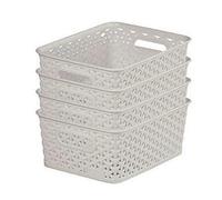 Curver My Style - Set di 4 cestini portaoggetti rettangolari per cucina, soggiorno, bagno, camera da letto, 4 litri, colore: grigio chiaro