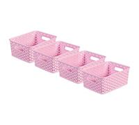 Curver My Style - Set di 4 cestini portaoggetti rettangolari per cucina, soggiorno, bagno, camera da letto, 4 litri, colore: rosa