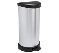 CURVER - Pattumiera a pedale 40L, finitura in acciaio, coperchio e anello per borsa