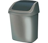 Curver, Pattumiera con Coperchio Basculante, Grigio (Argent/Anthracite), 10 Litri