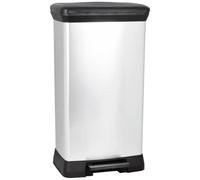 Curver, Pattumiera Deco Bin con Chiusura Assistita, Grigio Metalizzato, 50 L, 39x29x73H cm