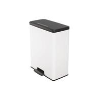 Curver Pattumiera Deco rettangolare 65L, bianco, per cucina, lavanderia, garage, 486 x 284 x 615 mm, PP 100% riciclato(versione precedente)