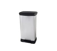 Curver | Pattumiera Decobin Duo 23+23 l, grigio metallizzato, 90% materiale riciclato, 39 x 29 x 72 cm