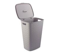 CURVER Softex - Portabiancheria da 56 l, design elegante, leggero, impilabile e pratico, 70% riciclato, dimensioni spaziose 59 x 43 x 34 cm, colore: tortora