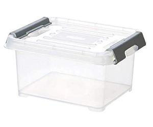 CURVER - Scatola Handy Plus 2L + Clips Grigio con Coperchio, Trasparente