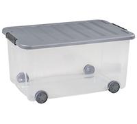 CURVER Scatola multiuso Scotti 50 l con ruote in plastica trasparente/grigio, 35 x 25 x 10 cm