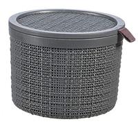 Curver Scatola Rotonda in Iuta da 2 l con Coperchio, Grigio, 100% Riciclato