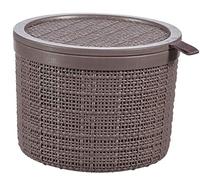 Curver Scatola Rotonda in Iuta da 2 l con Coperchio, Marrone, 100% Riciclato