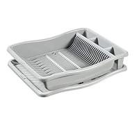 Curver Scolapiatti per stoviglie 24 Piatti con Vassoio - 48 x 10,5 x 38 cm - Grigio