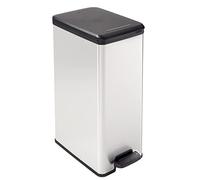 Curver Slim Bin 40L Quadrato Plastica Nero, Argento bidone per la spazzatura, 42 x 25 x 61 cm