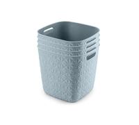 CURVER Softex - 4 cestini portaoggetti da 15 l, 100% materiale riciclato, leggeri, per bagno, soggiorno, cucina, colore: foglia di tè