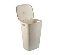 CURVER Softex - Cesto portabiancheria da 56 l, design elegante, leggero, impilabile e pratico, 70% riciclato, 59 x 43 x 34 cm, colore: bianco sporco