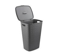 CURVER Softex - Cesto portabiancheria da 56 l, design elegante, leggero, impilabile e pratico, 70% riciclato, 59 x 43 x 34 cm, colore: grigio