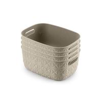 CURVER Softex - Set di 4 cestini portaoggetti rettangolari 100% riciclati, 4 l, colore: Bianco gesso