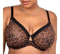 Curvy Couture Sheer Mesh Full-Coverage Unlined Underwire-Bra Reggiseno Altamente Coprente, Designer Leo, 6DD Donna