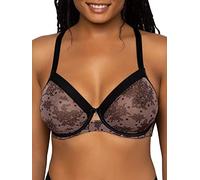Curvy Couture Sheer Unlined Underwire Plunge Reggiseno Altamente Coprente, Trasparente, Chantilly, 6F Donna