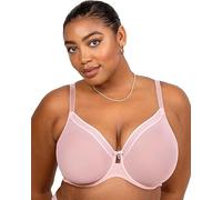 Curvy Couture Women’s Sexy Sheer Mesh Plus Size Full Coverage Bra, Blushing Rose, 44DDD