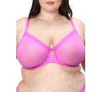 Curvy Couture Women's Plus Size Sheer Mesh Full-Coverage Unlined Underwire Bra, Flirt, 36DD