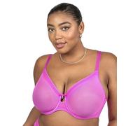 Curvy Couture Women's Plus Size Sheer Mesh Full-Coverage Unlined Underwire Bra, Flirt, 42DD