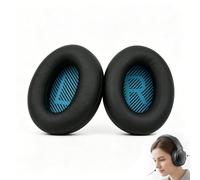 Cuscinetti di ricambio compatibili con cuffie Bose QuietComfort QC35 II QC45 QC15 QC25 QC2 SE Ae2 SoundLink Around Ear, 1 paio di cuscinetti neri in memory foam e pelle proteica
