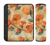 Cuscinetti per cintura di sicurezza per auto, 2 pezzi, morbidi, copertura per borsa della fotocamera, per adulti, ragazzi, bambini, M, motivo floreale arancione e giallo