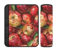 Cuscinetti per cintura di sicurezza per auto, 2 pezzi, morbidi coprisella per seggiolino per bambini per adulti e bambini, motivo con mele rosse e pittura a olio