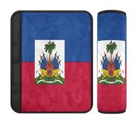 Cuscinetti per cintura di sicurezza per auto, 2 pezzi, traspirante, copertura per cintura di sicurezza per adulti e bambini con bandiera Haiti M