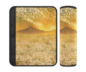 Cuscinetti per cintura di sicurezza per auto, 2 pezzi, traspiranti, per adulti e bambini, M, tramonto su campi di fiori
