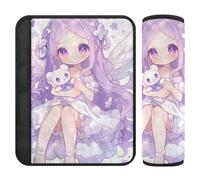 Cuscinetti per cintura di sicurezza per auto, 2 pezzi, traspiranti, per cintura di sicurezza dell'auto, per adulti, bambini, S, viola, con stampa di fata dai capelli