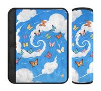 Cuscinetti per cintura di sicurezza per auto, confezione da 2 pezzi, per adulti e bambini, M, motivo: farfalle e nuvole