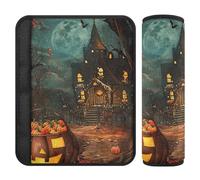 Cuscinetti per cintura di sicurezza per auto, confezione da 2 pezzi, traspiranti, copertura per borsa per fotocamera, per adulti, ragazzi, bambini, M, dolcetto o scherzetto, sfondo Halloween